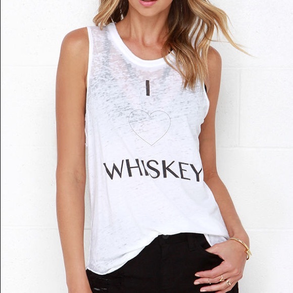 🆕 CHASER I LOVE WHISKEY IVORY MUSCLE TEE - Picture 3 of 5